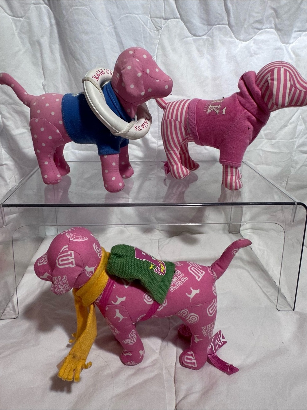 Victoria's Secret Pink Plush Dog Figurines Trio - Pink